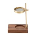 thumbnail image 1 of Incensario de alta calidad, fácil de limpiar, con fragancia, altura ajustable y calefacción para velas de té. Madera de nogal y latón, 1 of 9