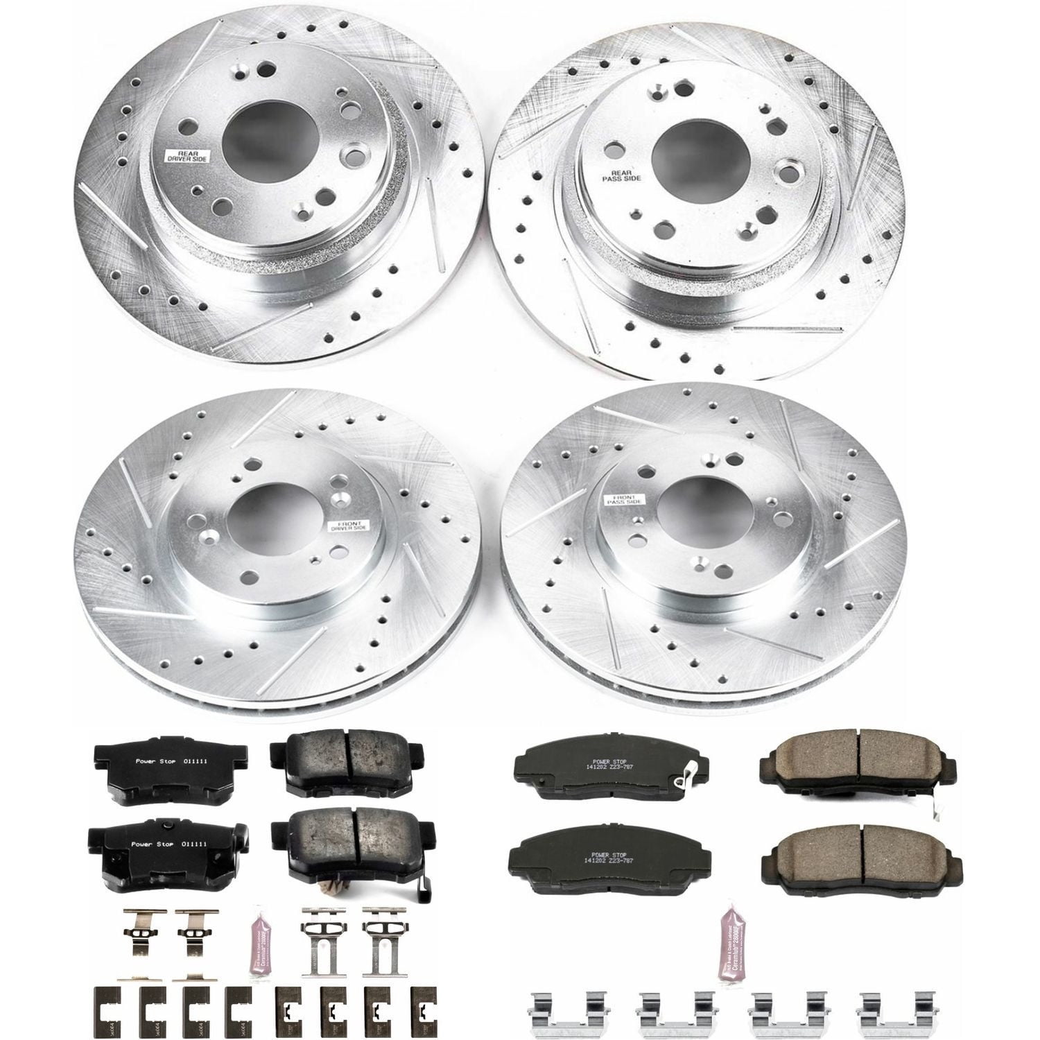 PowerStop Front and Rear Z23 Evolution Sport Carbon-Fiber Ceramic Brake Pad and Drilled & Slotted Rotor Kit Fits: ACURA Select Models K4271