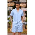 thumbnail image 2 of COOFANDY Men's Two Piece Beach Set Short Sleeve Button Up Shirts Summer Cuban Outfit, 2 of 7