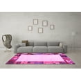 thumbnail image 3 of Ahgly Company Machine Washable Indoor Round Solid Pink Modern Area Rugs, 8' Round, 3 of 4