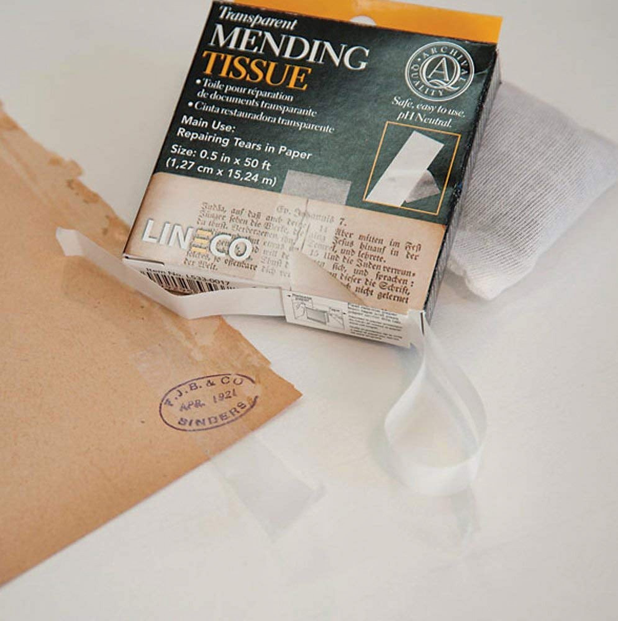 Lineco Transparent Archival Mending Tissue Repair Tape 0.5" x 50', Set of 2