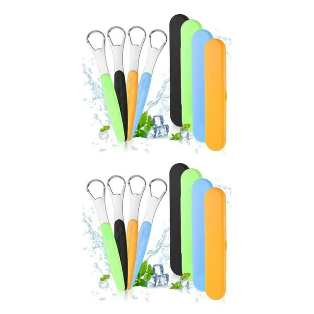 Guardoinrt Gratte-Langue Non Pointu Poignée Polie et Antidérapante Gratte-Langue Inodore Portable 4 Pcs 2ensemble