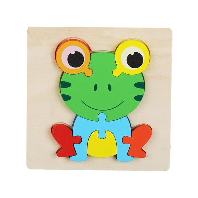 Juguetes educativos Montessori de madera para bebés, rompecabezas, rompecabezas para niños, formas de tangram, rompecabezas de aprendizaje rana