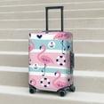 thumbnail image 6 of Hirioo Pink Striped Flamingo for Elasticity Suitcase Cover (No luggage Included) Durable Luggage Protector Fits 18-32 Inch Luggage-Large, 6 of 7