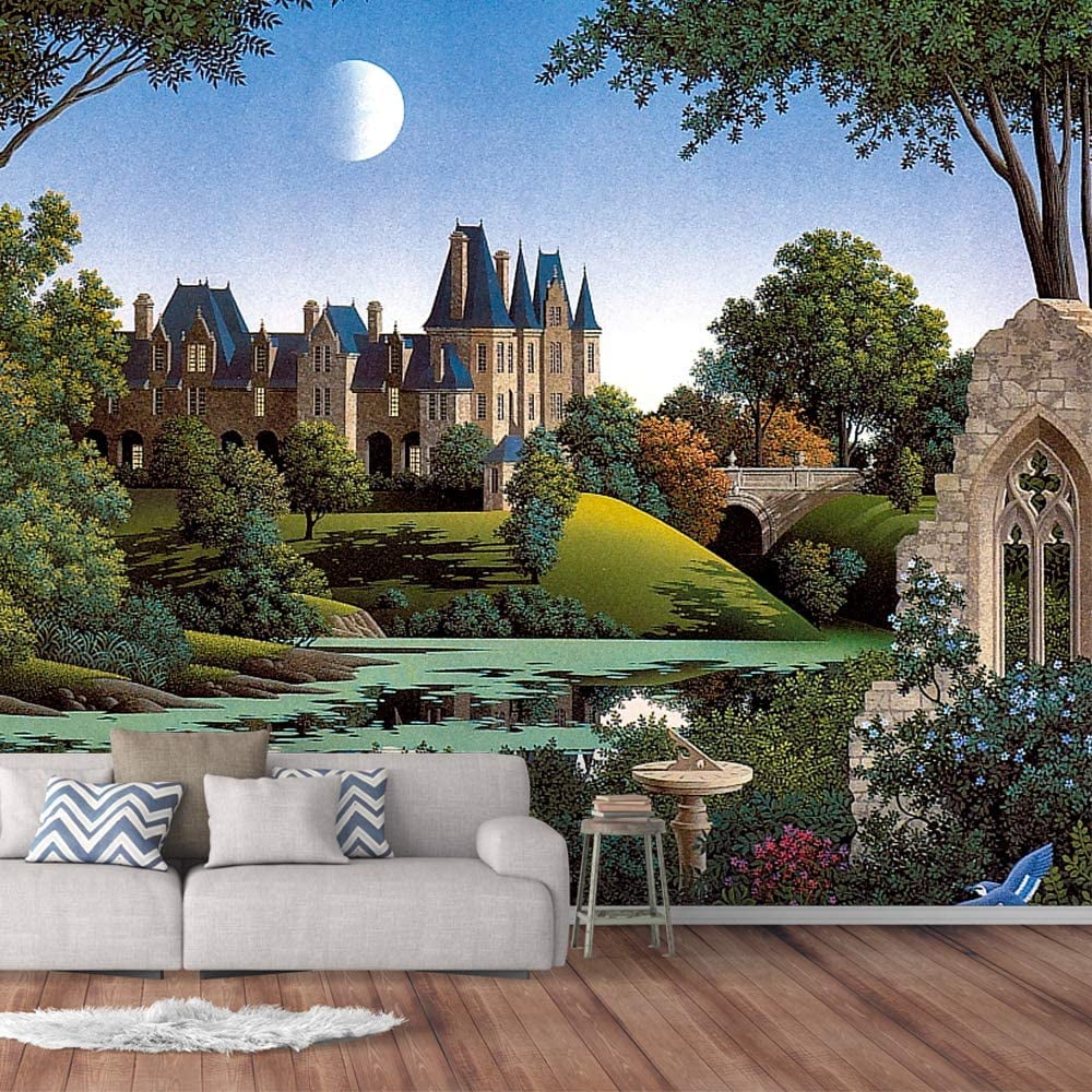 Idea4wall 4pcs Dream Castle Peel and Stick Wallpaper Removable Wall