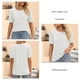 thumbnail image 5 of Blusa informal de verano con cuello redondo y estampado de jacquard calado para fiestas, talla M, elegante blusa blanca para mujer, 5 of 6