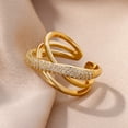 thumbnail image 4 of Fashion Gold Color Stainless Steel Rings For Women Chain Hollow Out Crystal Zircon Finger Ring Jewelry 2023 Gift anillos mujer, 4 of 5