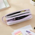 thumbnail image 4 of allydrew 2 Compartment Large Grid Transparent Mesh Pencil Case, Pencil Pouch for Stationery Tools, Makeup, and Travel, Purple, 4 of 5