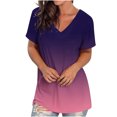 thumbnail image 3 of Cyber & Monday Deals LYXSSBYX Womens Tops V Neck Short Sleeves Clearance Women's Fashion Printing Casual V-Neck Short Sleeve Loose T-Shirt Tops, 3 of 4