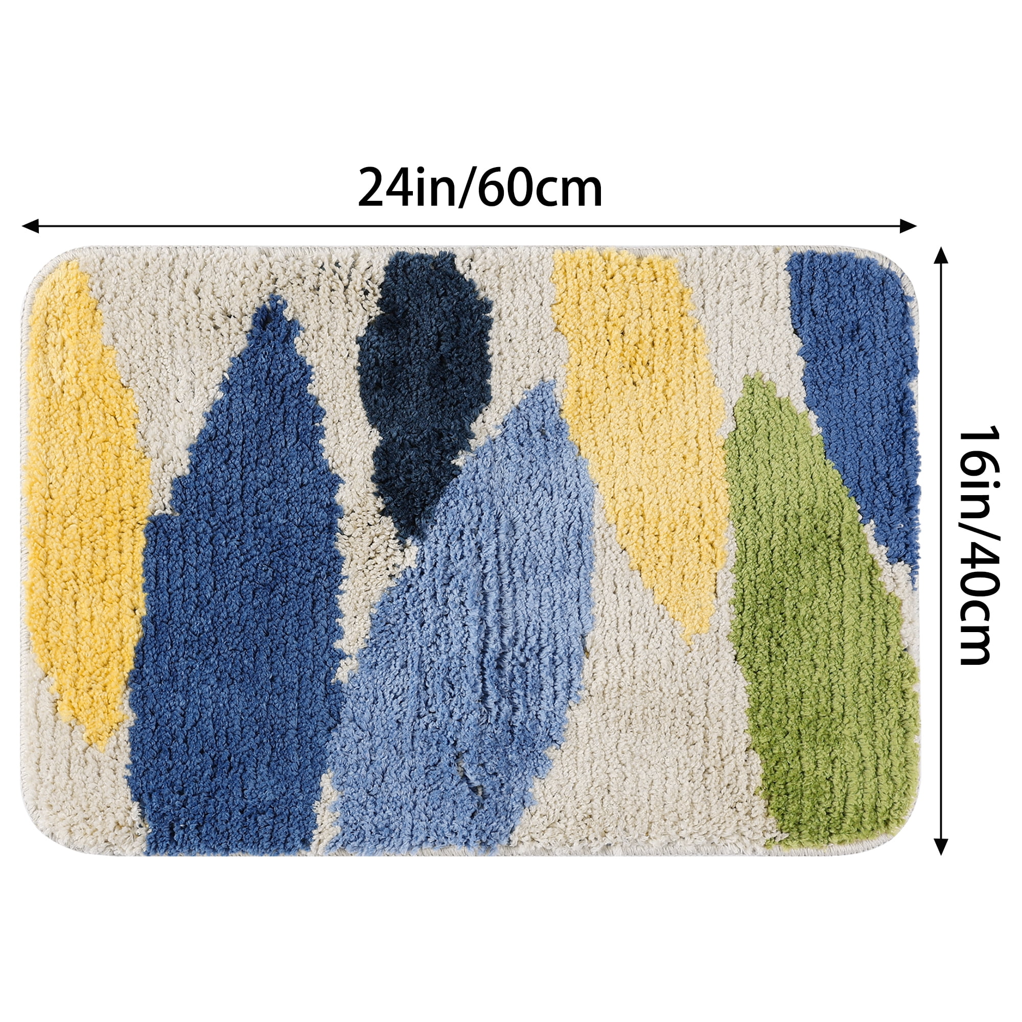 Unique Bargains 2 Pcs Printing Non-Slip Bathroom Mats Soft Plush Fluffy Bath Rugs Leaves-3 16" x 24"