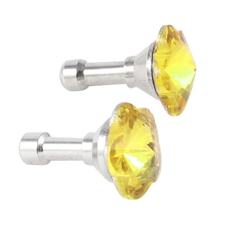 - Unique Bargains 2 Pcs Yellow Plum Blossom Design Crystal 3.5mm Earphone Ear Cap Dust Plug