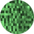 thumbnail image 1 of Ahgly Company Indoor Round Checkered Emerald Green Modern Area Rugs, 6' Round, 1 of 4
