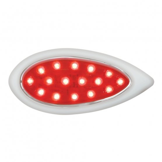 16 LED "Teardrop" Clearance/Marker Light w/ Bezel w/ Red LED/Red Lens
