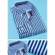 thumbnail image 2 of Camisa clásica a rayas para hombre, con bolsillo en el pecho y rayas verticales, de otoño, de manga larga, formal, azul, para negocios, de gran tamaño., 2 of 5