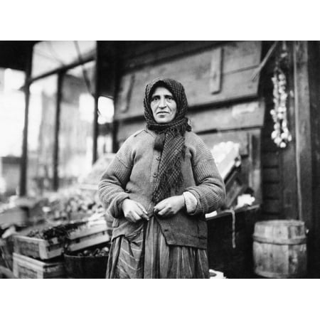 Nyc Street Vendor C1910 Nphotograph By Lewis Hine C1910 Rolled Canvas Art -  (24 x