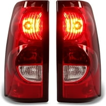Tail Lights Compatible with 2003-2006 Chevy Silverado 1500 2500 3500 & 2007 Classic Body Rear Lamp Set w/Bulb and Harness Replacement for GM2800174 GM2801174 (Red/Clear Lens Chrome Housing)