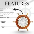 thumbnail image 2 of Nagina International Nautical Wooden Ship Wheel with Quartz Clock - Pirate Home Decor Wall Hanging Gifts (30 inches), 2 of 9
