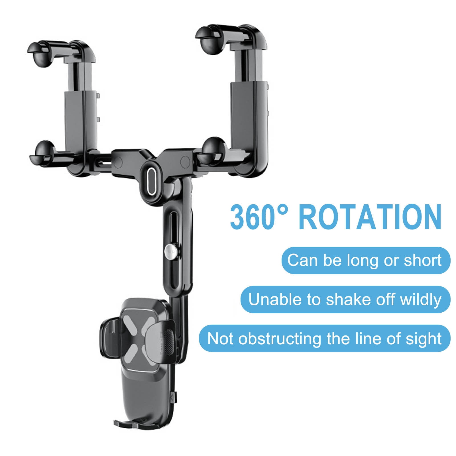 Binmer Support de Téléphone Portable pour Rétroviseur de Voiture 360° Support de Navigation GPS Universel