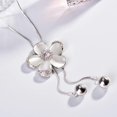 thumbnail image 2 of Collar de cristal de creación en forma de flor colgante de ojo de gato collar de suéter de cadena larga collar de borla colgante largo ajustable niña niña Ormromra WMZY-412, 2 of 4