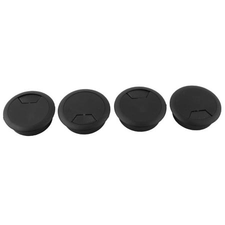 

50mm Dia Plastic Computer Desk Round Grommet Wire Cable Hole Cover Black 4 PCS