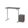thumbnail image 1 of Bestar Universel 2-piece Set Including a 48W Standing Desk & Mobile Pedestal in bark grey, 1 of 2