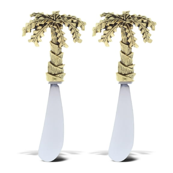 KitchaBon Gold Stainless Steel Dip & Cheese Spreader, Butter Spreader Utensils for Appetizer, Metal Cheese Spreaders Kitchen Set of 2 - 4.75" - Palm Tree
