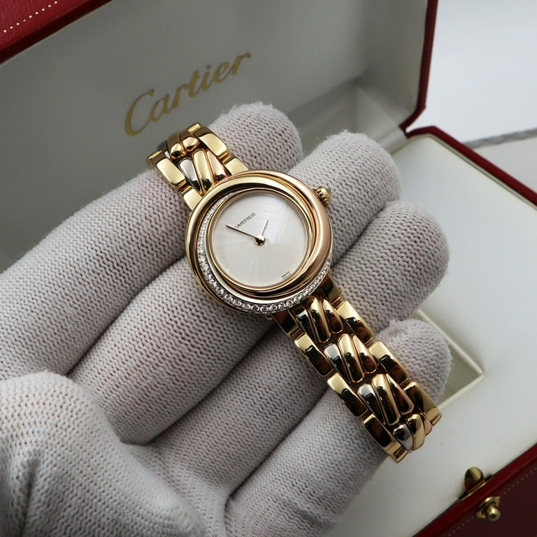 Cartier Must De Trinity 18k Gold Diamond White Dial Quartz Ladies