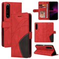 thumbnail image 1 of Case for Sony Xperia 1 III Leather Wallet Book Flip Folio Stand View Cover - Red, 1 of 5