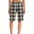thumbnail image 4 of Prdecexlu Womens Pajama Shorts Lightweight Plaid Elastic Waistband with Drawstring Pockets Knee Length Breathable Bermuda Long Shorts Stylish Casual Lounge Pj Bottoms Khaki M, 4 of 4
