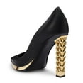 thumbnail image 5 of FSJ Women Elegant Pointed Closed Toe Slip On Pumps Golden Metal Chain Chunky High Heels Party Wedding Dressy Shoes Size 16 Black Matte, 5 of 5