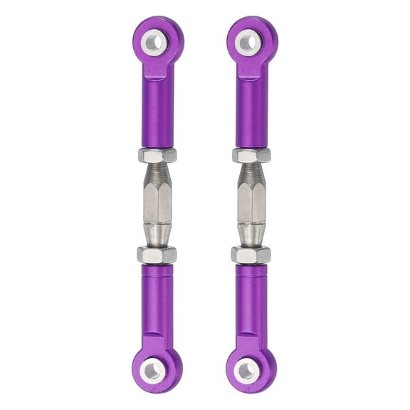 Uxcell 2 Pcs Steering Servo Turnbuckle Rod RC Aluminum Alloy Linkages for HSP 1/10 94123 On-Road RC Car (Purple, 62mm)