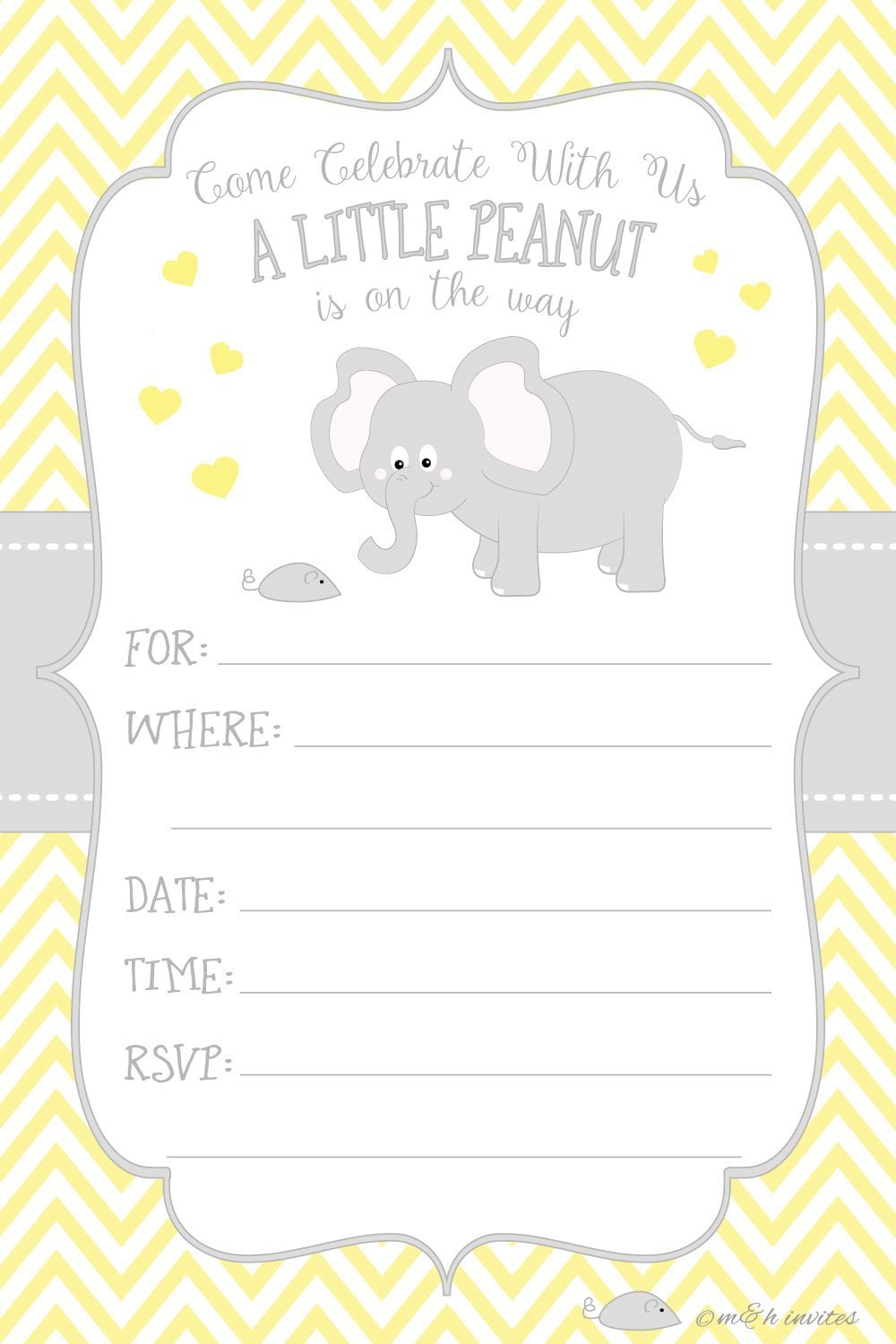little peanut elephant baby shower invitations