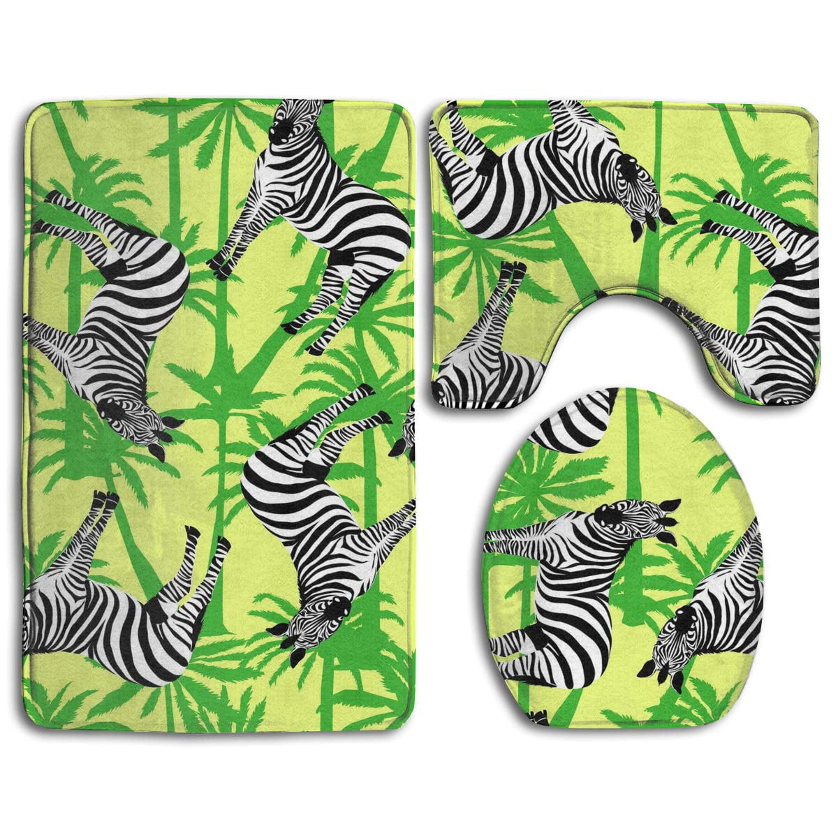 Erehome Funny Zebra 3 Piece Bathroom Rugs Set Bath Rug Contour Mat And Toilet Lid Cover Walmart Canada