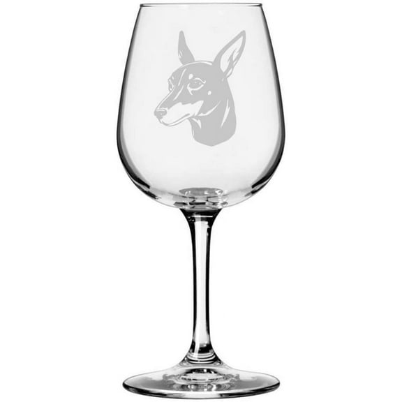 Toy Manchester Terrier Dog Themed Etched 12.75oz Libbey Wine Glass