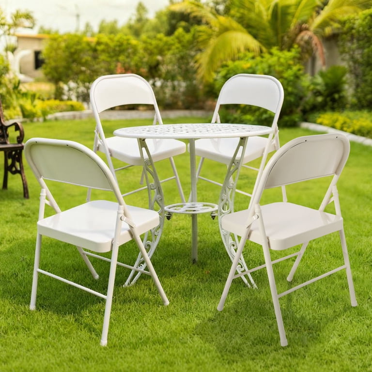 Mainstays All-Steel Metal Folding Chair, Cream (Set of 6