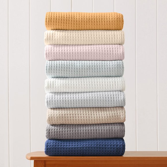 100% Cotton Waffle Weave Thermal Blanket. Super Soft Season Layering. Mikala Collection (King, Pale Blue)