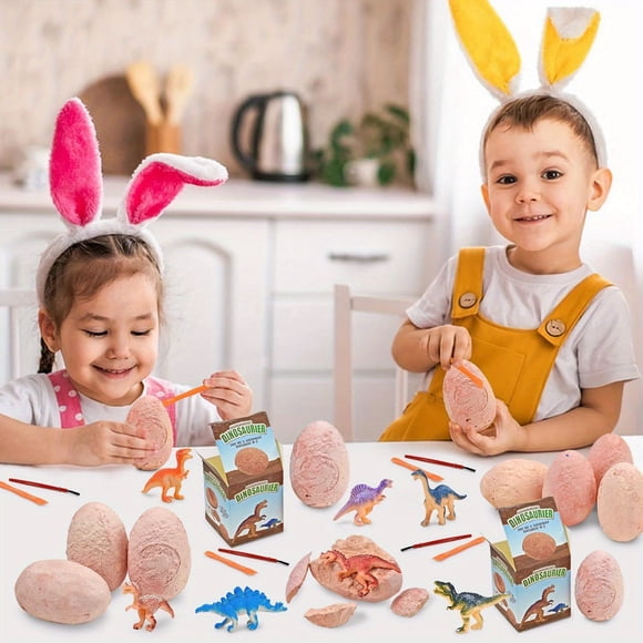 Vileafy Easter Party Favors -Dinosaur Dig Kit and Easter Basket Stuffers for Kids Ages 4-8 Years Old, Novelty Dino Eggs for Boys and Girls (12pcs Dig Kit) Halloween Christmas Gift