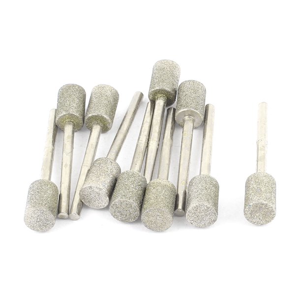 Puntas de molienda montadas en cabeza de cilindro de 8 mm con vástago de 3 mm, 10 piezas