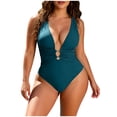 thumbnail image 2 of Women One Piece Swimsuits Summer Womens Tankinis Solid Color Swimsuit Women Tankini With Chest Cushion Swimsuits for Women Tankini Backless Strap Swimsuit Women Plus Size, 2 of 7