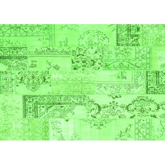 Ahgly Company Indoor Rectangle Abstract Green Contemporary Area Rugs, 3' x 5'