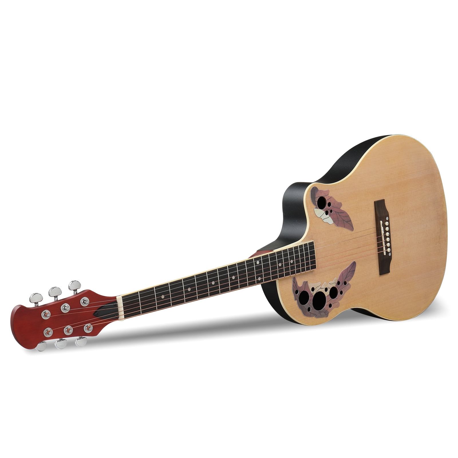 41" Cutawary Round Back Acoustic Guitar Spruce Top Grape Hole, Burlywood