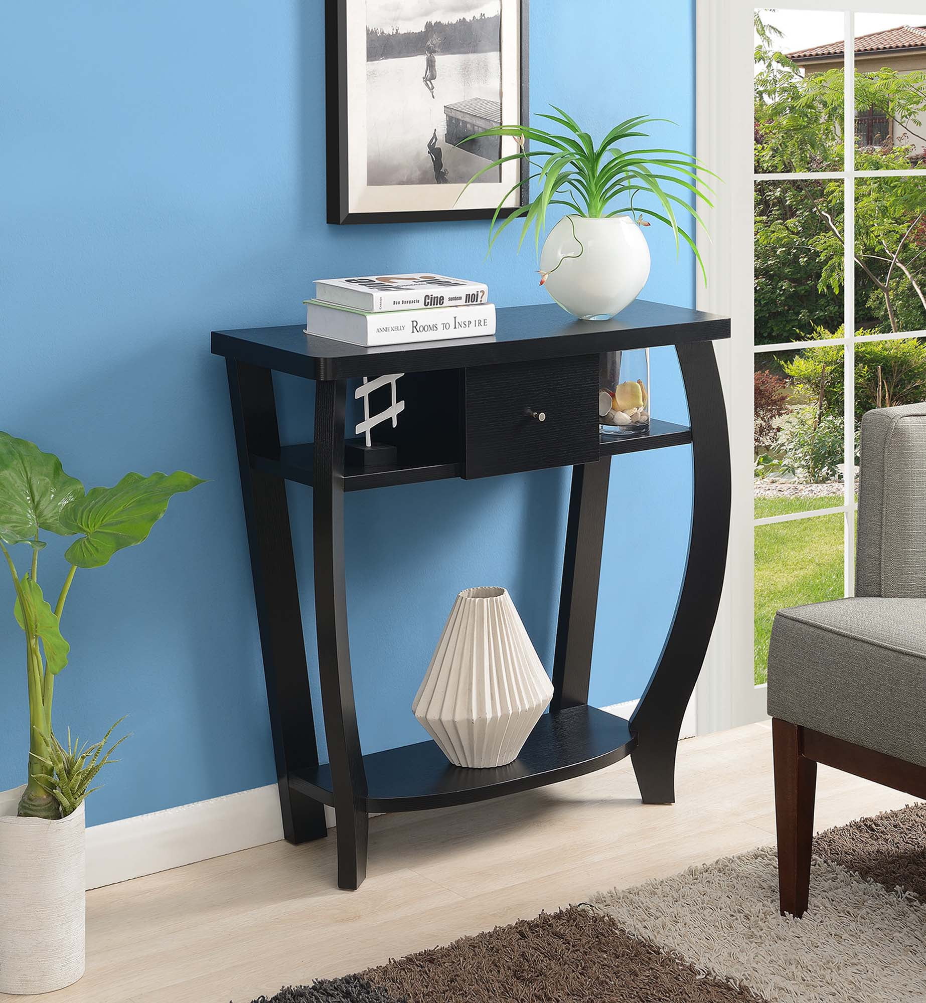 Narrow Console Table For Entryway Hall Living Room Office 47 Inch Accent 3 Shelf