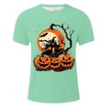 thumbnail image 2 of Bibifish Mens T-Shirts Crew Neck Jack O Lantern Print Tshirts Fall Halloween Short Sleeve Casual Tee Tops, 2 of 3