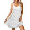 thumbnail image 2 of ClodeEU Women's V Neck Sleeveless Swing Mini Dress, Casual Loose Flowy Tank Dress for Summer Beach White,Women's Plus M, 2 of 8