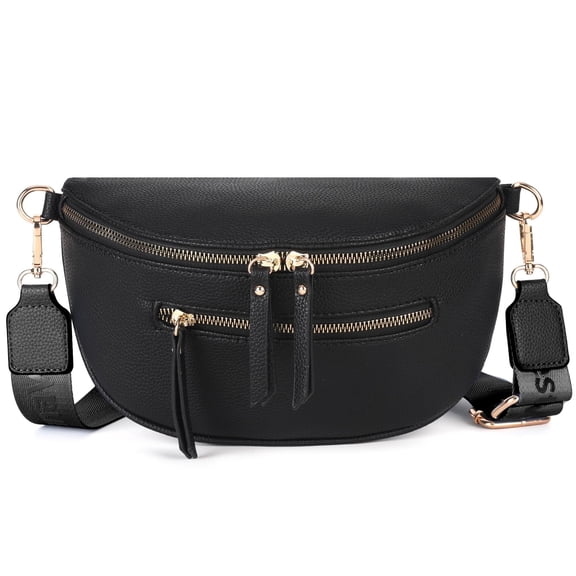 Montana West Crossbody Bags for Women Bum Bag Sling Purse with Adjustable Strap, Black