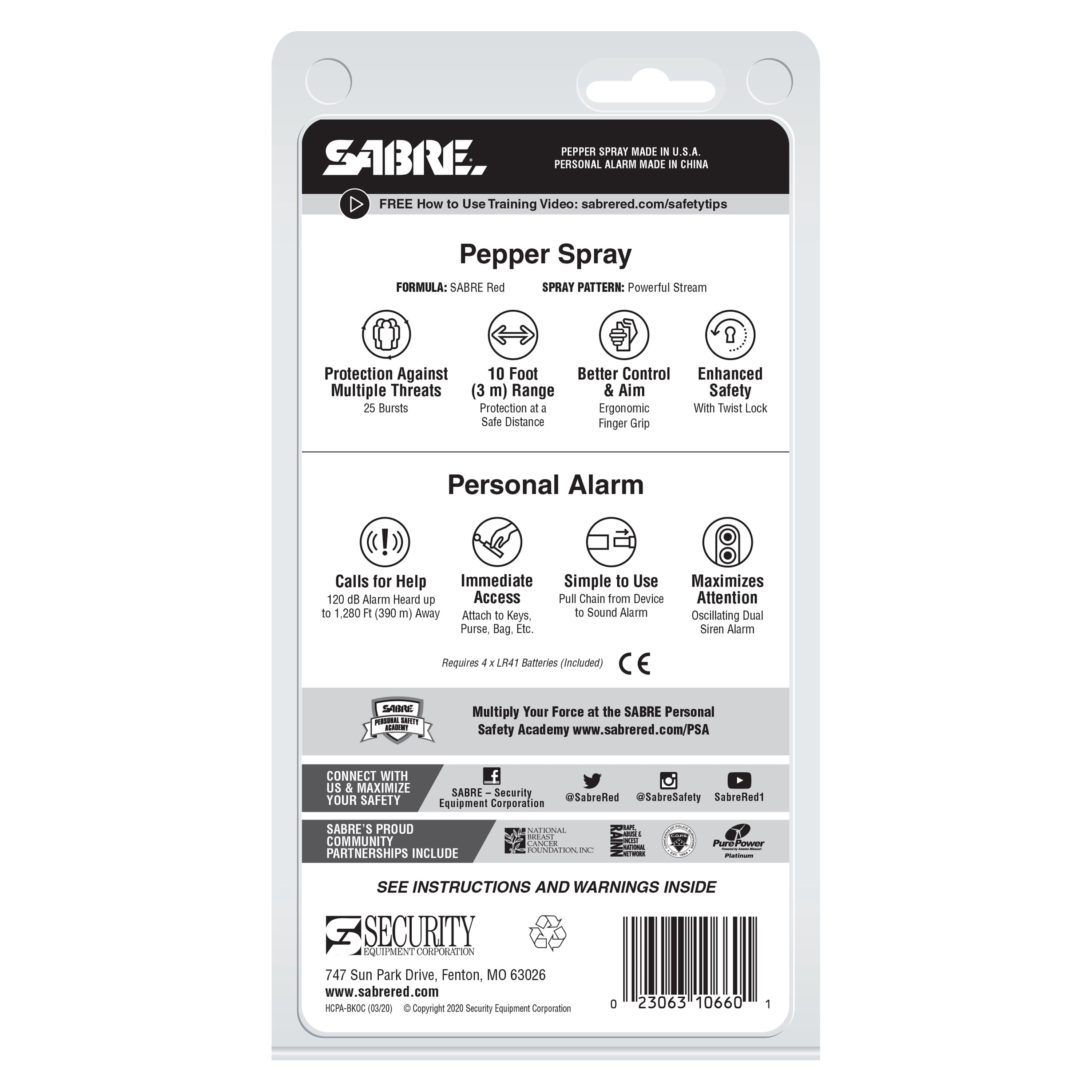 SABRE Safety Kit with Pepper Spray and Key Chain Personal Alarm, Pink -  Walmart.com
