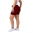 thumbnail image 5 of Women's Elastic Waist Ribbed Yoga Workout Shorts Athletic Leggings Slim Fit Breathable Shorts Wine 3XL, 5 of 6