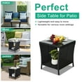 thumbnail image 4 of Outdoor Patio Wicker Side Table, Square End Table Bistro Coffee Table with Glass Top Storage Shelf for Porch Garden Backyard Black, 4 of 23