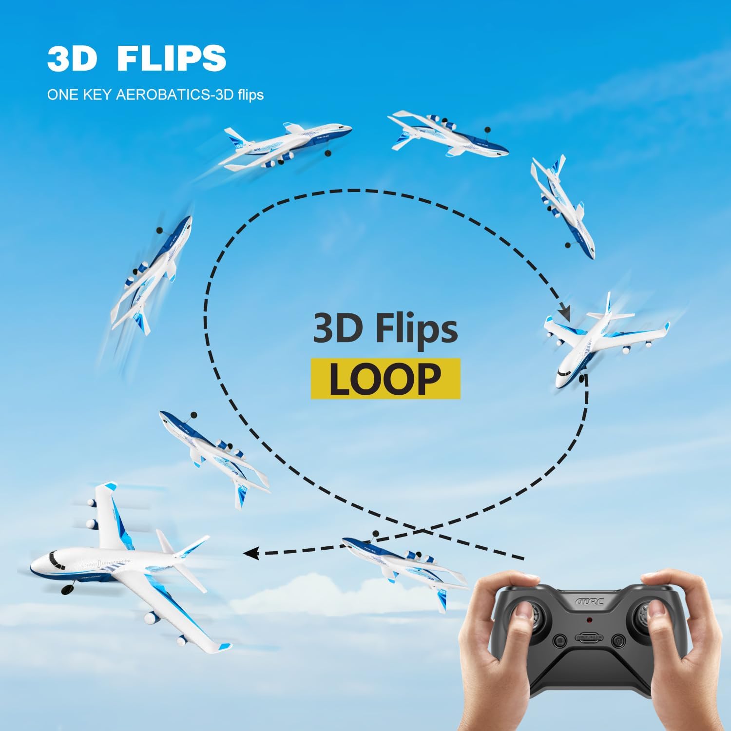 4DRC Remote Control Airplane for Kids Boys Adults, G2 Remote Control Plane Jet for Beginners Adult, Ready to Fly Airplane with One Key Aerobatic LED Light, RC Plane for Kids, 2 Battery