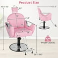 thumbnail image 3 of Gymax Chaise de Barbier Inclinable Chaise de Salon pour Coiffeur avec Appuie-Tête à Hauteur Réglable Rose, 3 of 9
